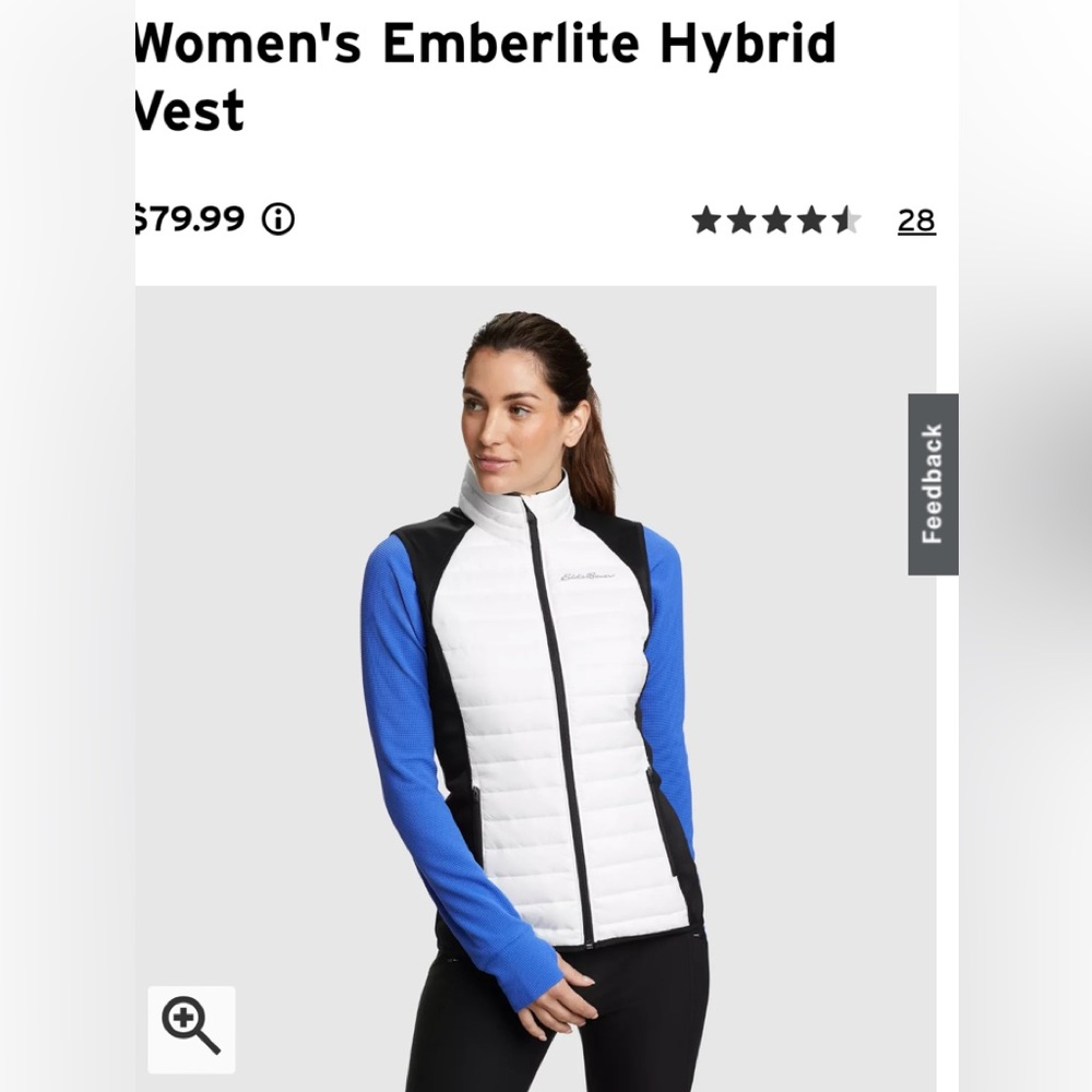 Eddie Bauer Women’s Emberlite Hybrid Vest XL Black & White Preowned GREAT!